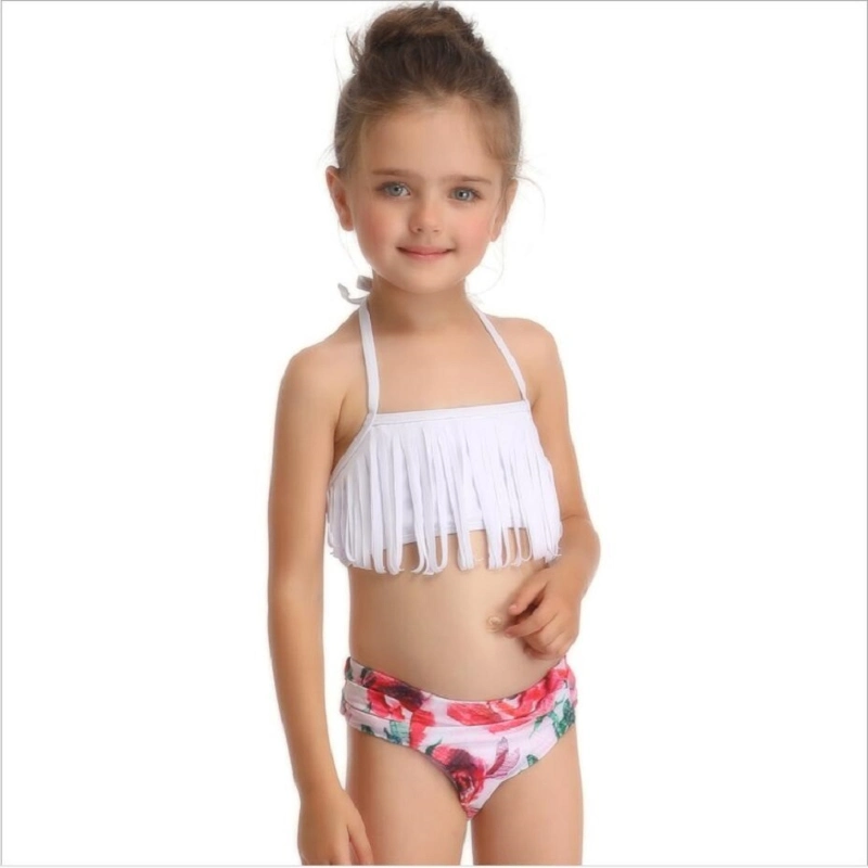 Bikinis Women Swimsuit Tassels Leaf Print Two Piece Swimwear Summer Bathing Suit Beach Wear