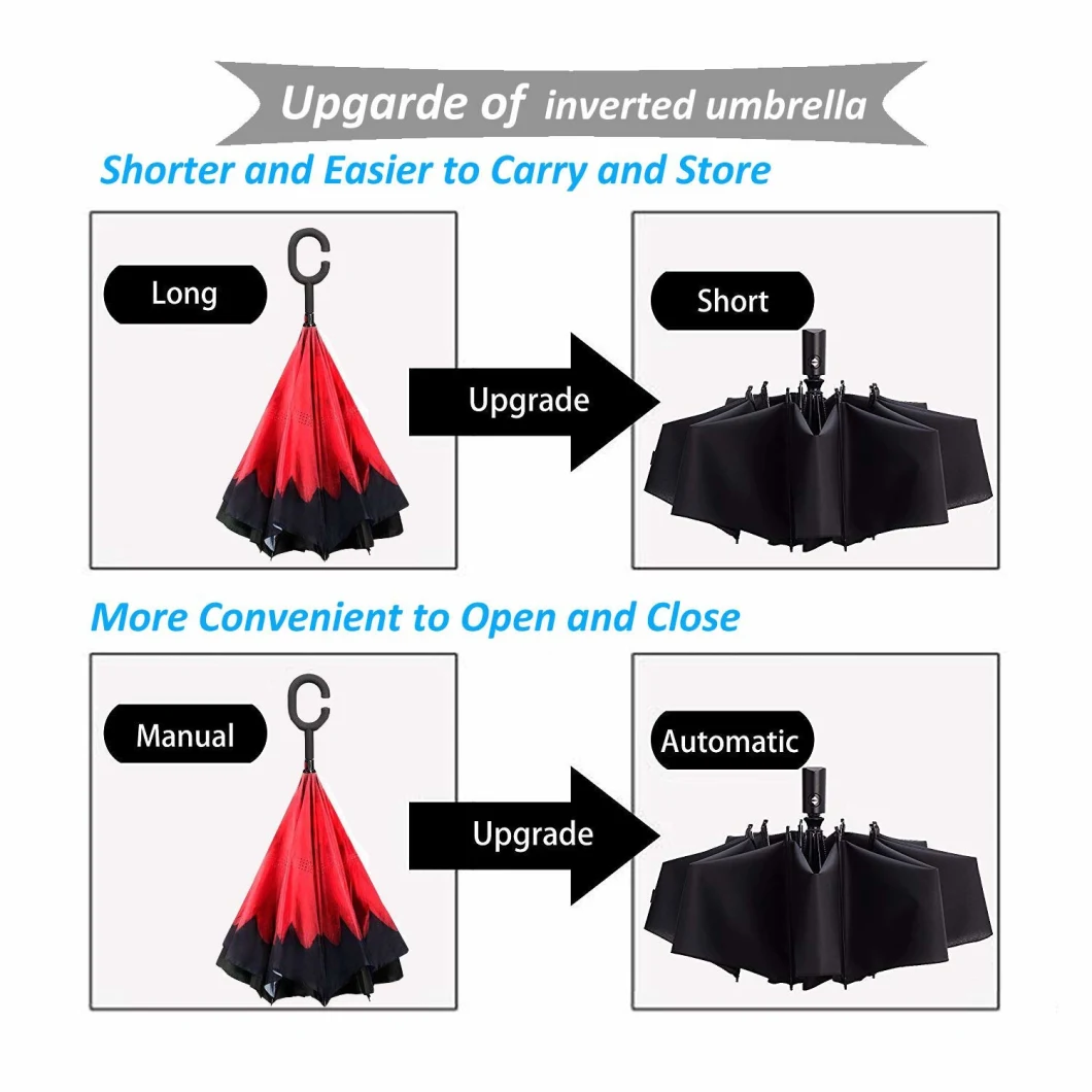 Automatic Inverted Folding Umbrella - Compact Lightweight Windproof