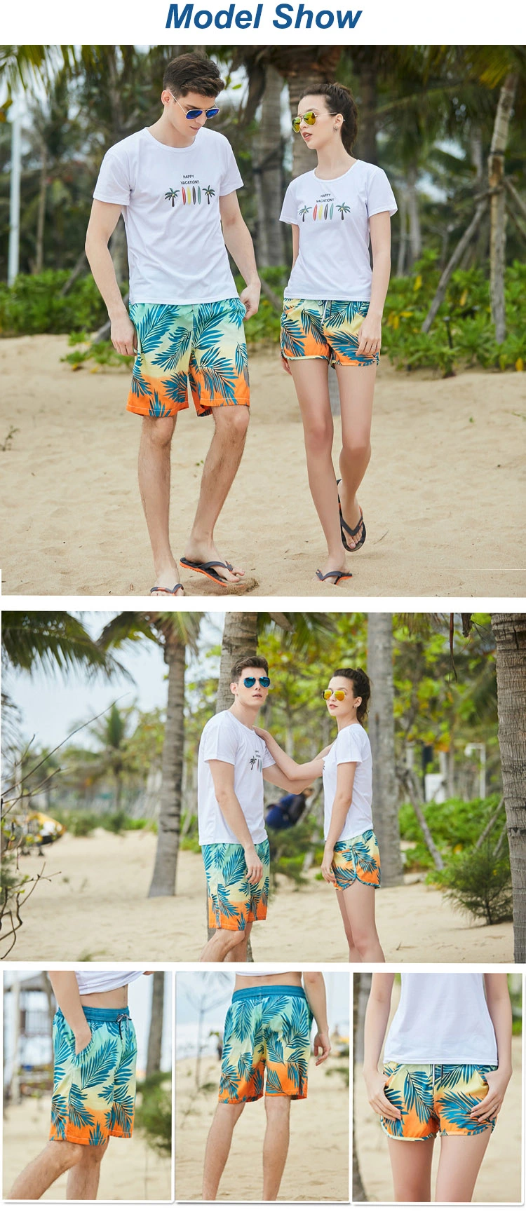 Stocked Promotional Summer Beach Hawaiian Printed Custom Men's Swimming Trunks