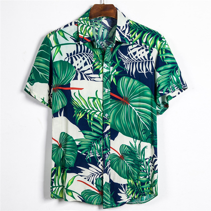 Men Hawaii Summer Printed Soft Beach Hawaiian Shirt