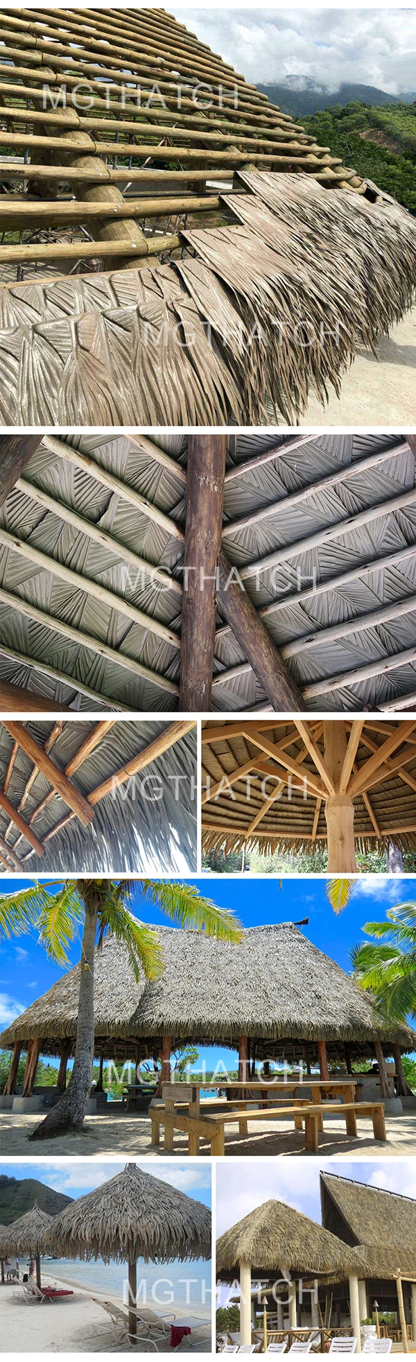 Synthetic Palm Leaf Thatch Beach Umbrella Fireproof Thatched Roof