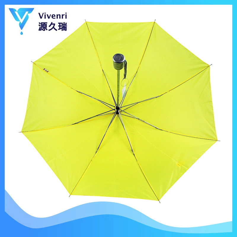 Folding Umbrella Light Yellow Cute Garden 3 Folding for Women Windproof Sun Rain
