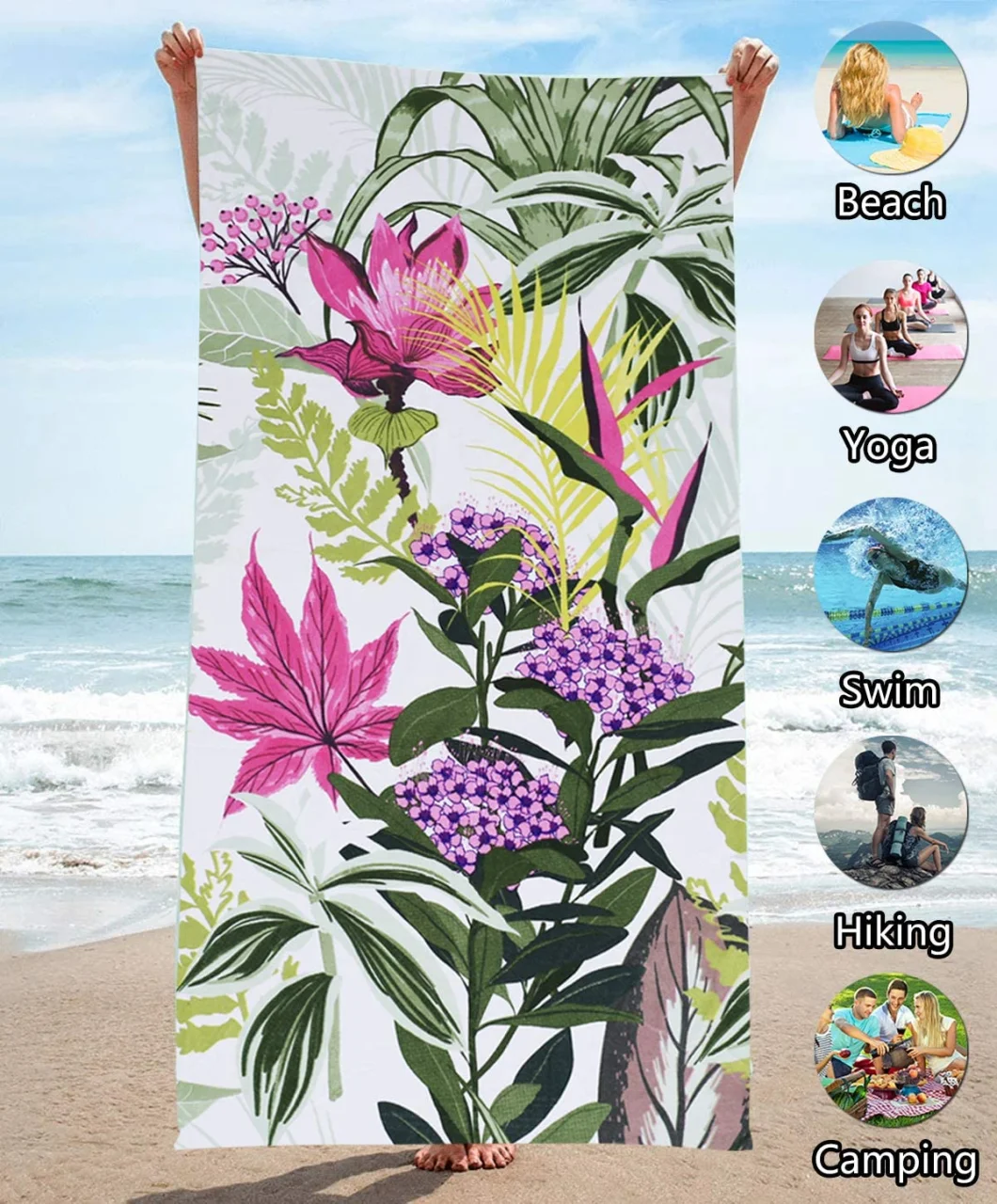 Oversize Clearance Extra Large Tropical Fast Quick Dry Beach Towel for Vacation