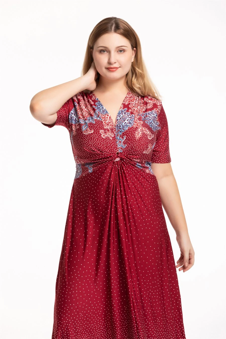 Plus Size Red Short Sleeve Beautiful Clothing Fashion Garment Beach Long Dress