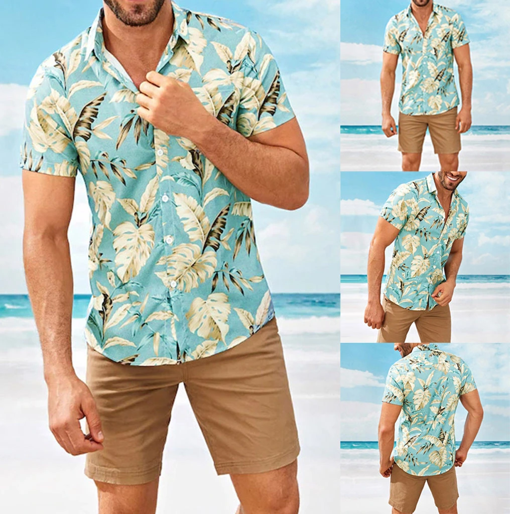 Hawaiian Beach Mens Casual Streetwear Summer Hawaii Holiday Shirts