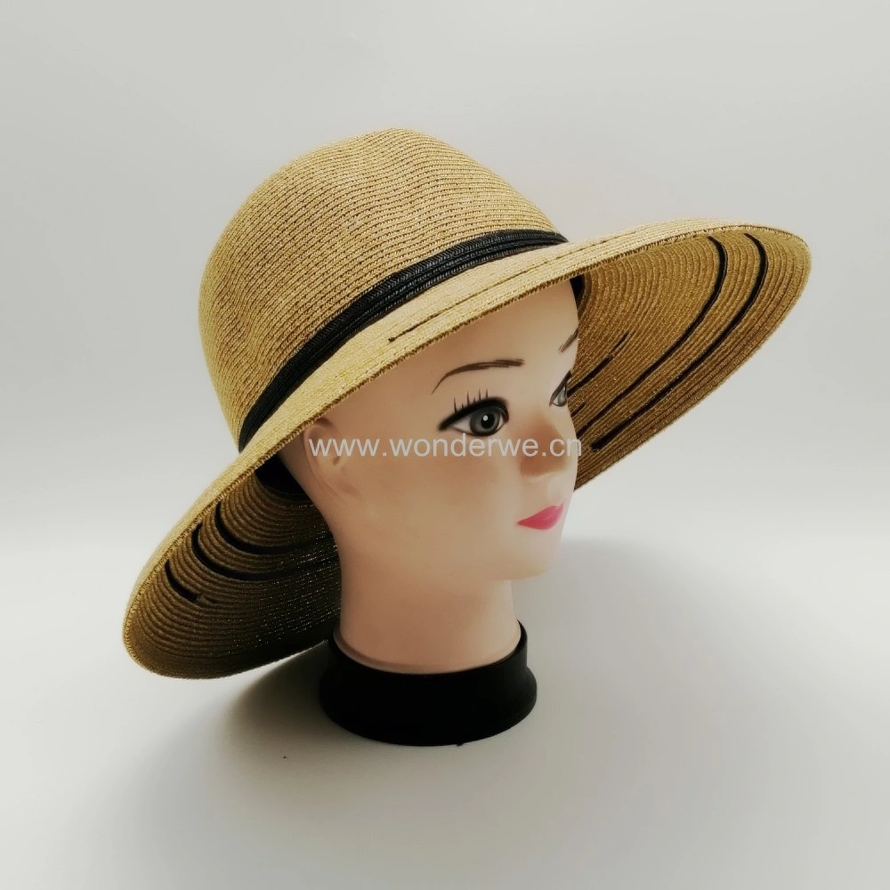 Super Good Quality Soft Paper Straw Women Sun Beach Straw Hat with Large Brim