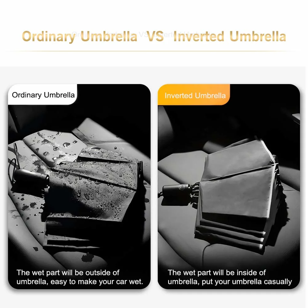 Promotional Windproof Reflective Reverse Inverted Rain Folding Umbrella (FU-3821RI)