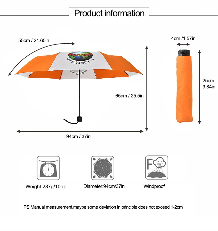 Cheap 21inch Manual Travel Umbrella 3 Fold Promotion Umbrella