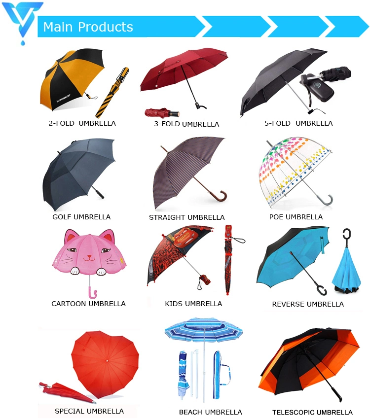 Black Umbrella 6 Ribs Folding Umbrella Hotel Umbrella OEM Rain Umbrella Strong Umbrella
