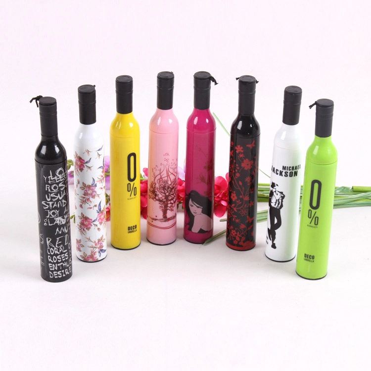 Customized Design Canopy Promotion Gift Umbrellas Wine Bottle Outdoor Rain Folding Umbrella