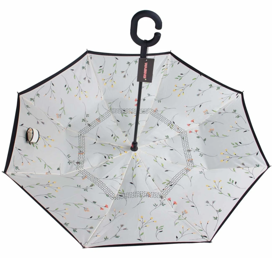 High Quality Double Layer Inverted Umbrella with Flowers Inside