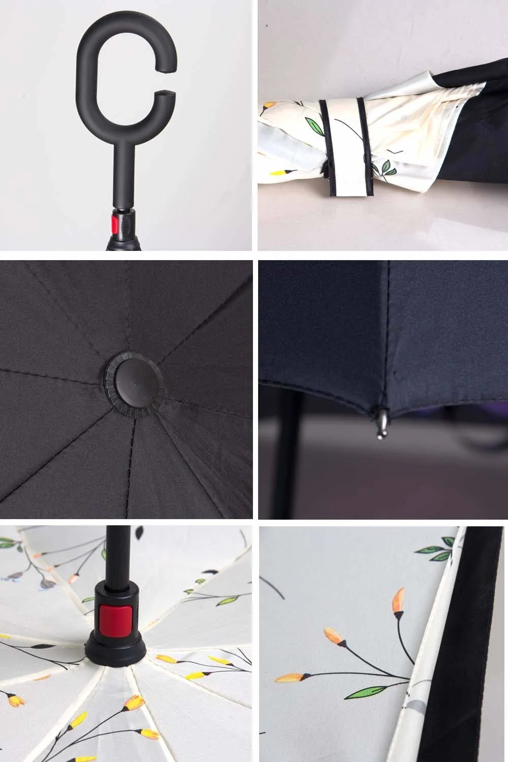 High Quality Double Layer Inverted Umbrella with Flowers Inside