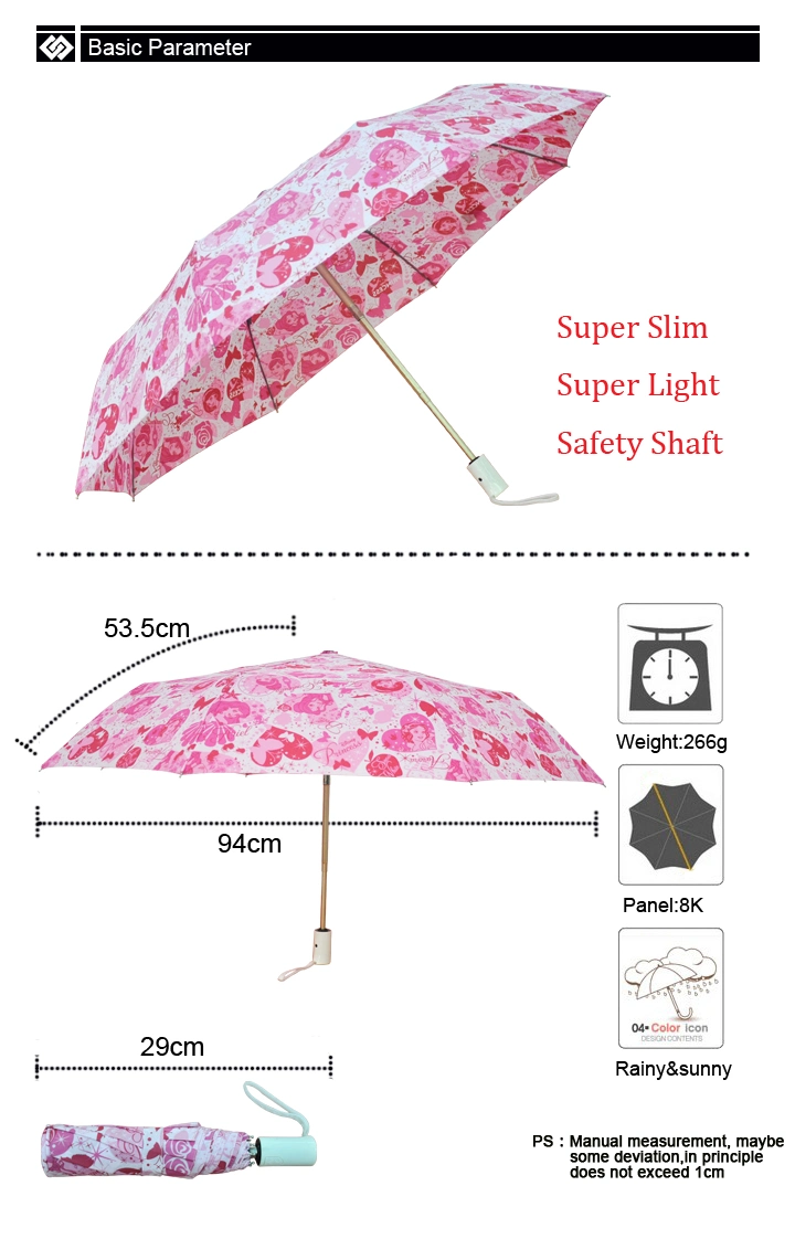 Best Compact Vented 3 Folded Automatic 21inch Fold Umbrella Rain UV