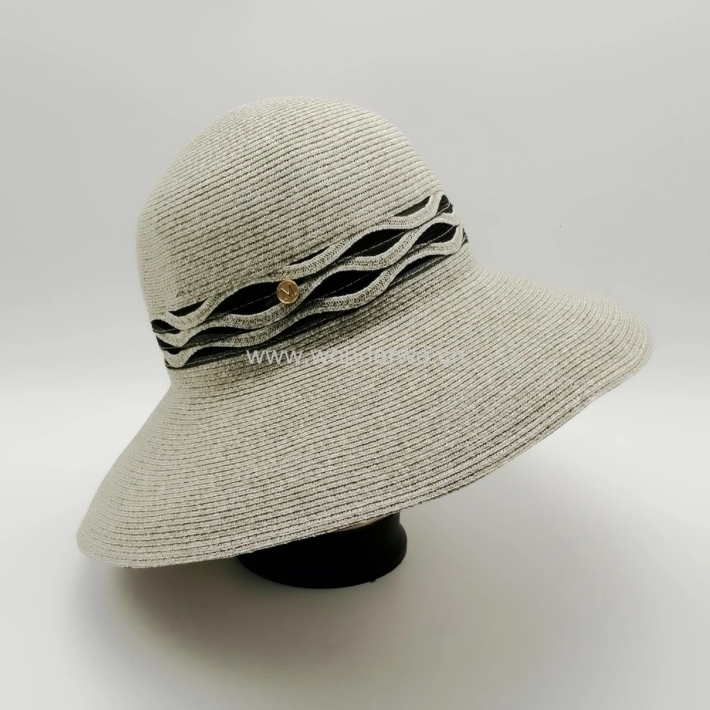 2020 Best Selling Folding Style Mixed Grey Paper Straw Summer Beach Hat for Women