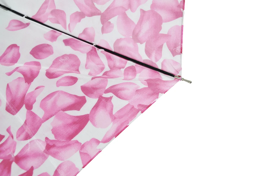 Flower Printed Rose Umbrellas Lady Straight Umbrella