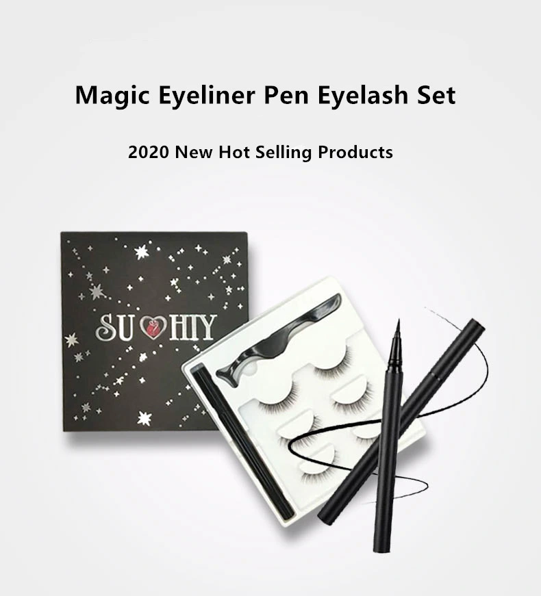 Best Selling Wholesale Magic Eyeliner Pen Eyelashes Silk Strip Mink Eyelash Extension Fluffy False Eyelash