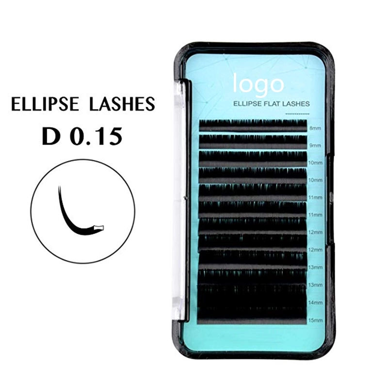 Wholesale Ellipse Eyelash Extensions 0.15mm D Curl 8-15mm Mixed Flat Eyelashes