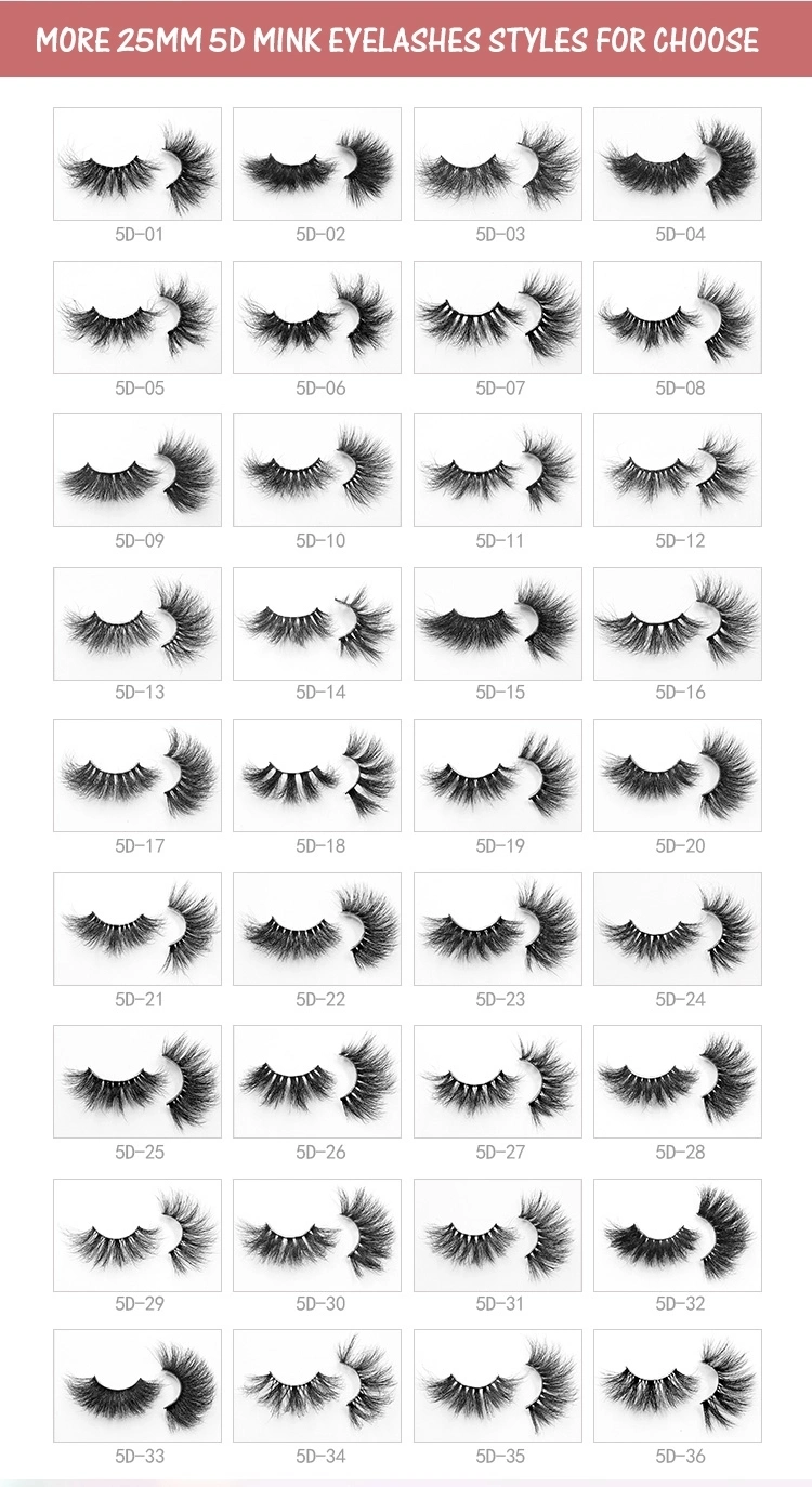 Factory Price Eyelashes 25mm 3D Mink Eyelash with Eyelash Box Packaging