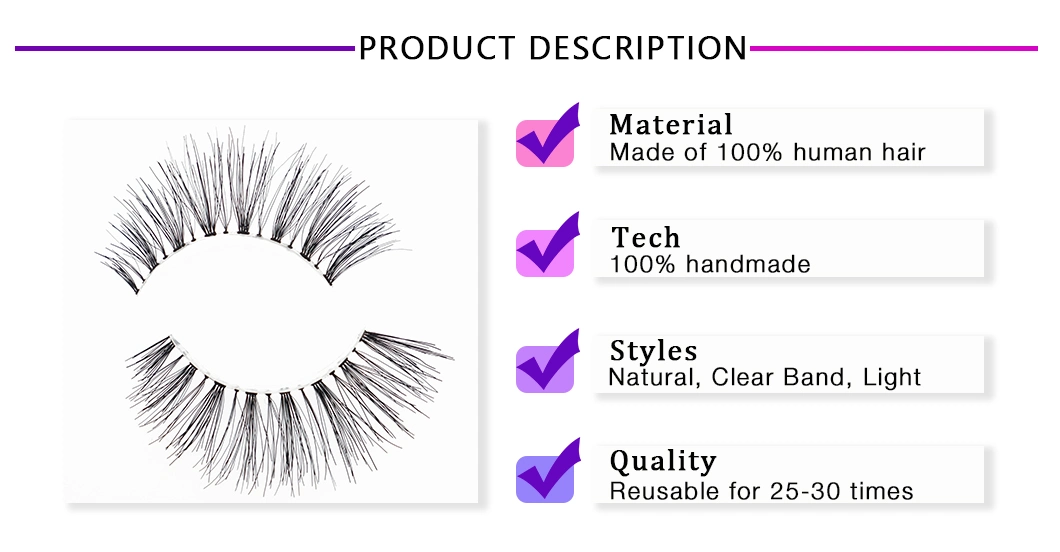 China Eyelash Handmade Cheap Price Human Hair Lash Strip Eyelashes