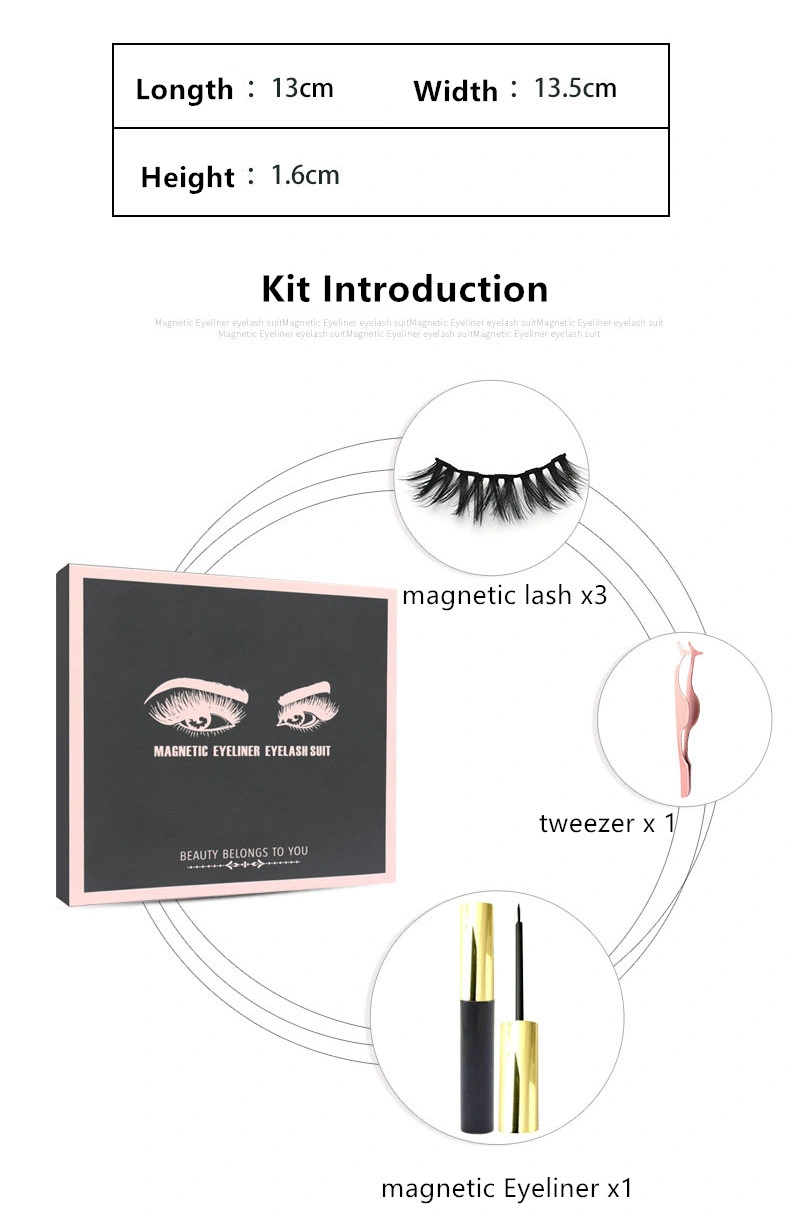 Magnetic Eyelashes Private Label 3D Faux Mink Magnetic Eyelashes Extensions Magnetic Eyeliner Eyelashes Suit