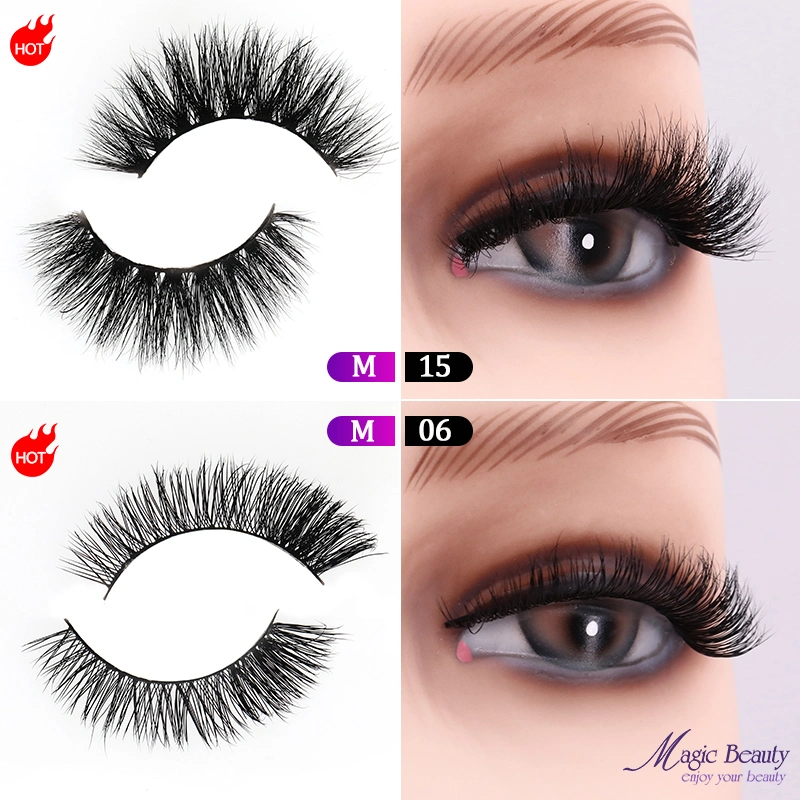 2020 Inexpensive Eyelashes Manufacturer Beauty Cosmetics Lashes M06 M15 3D Mink Eyelashes with Custom Logo