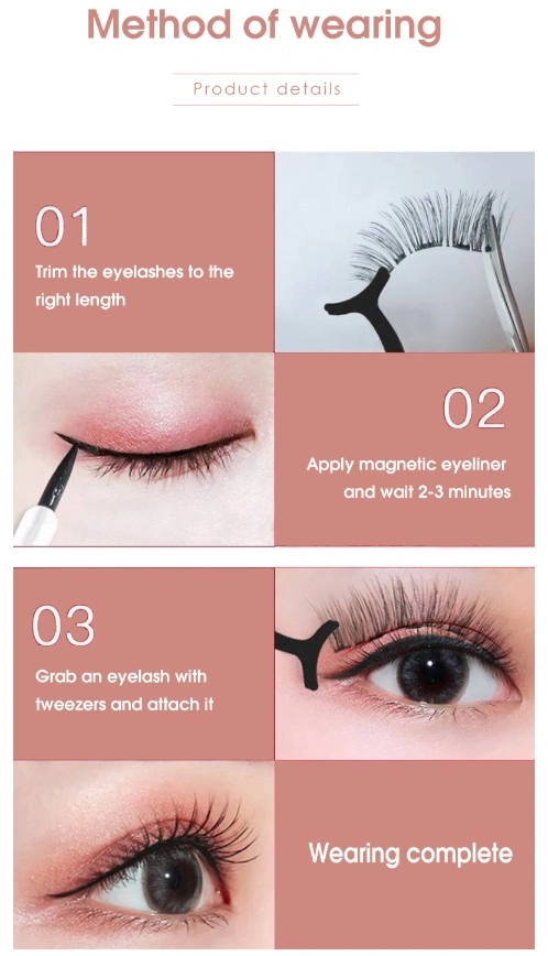 3D Eyelashes Magnet Eyelashes Cheap Price Magnetic Eyelashes 5 Magnets with Eyeliner