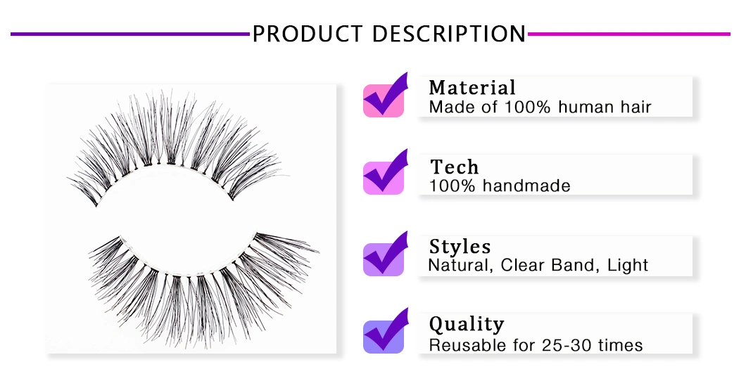 Beauty Product Human Hair Eyelash Strip Lashes Wholesale OEM Eyelash Packaging