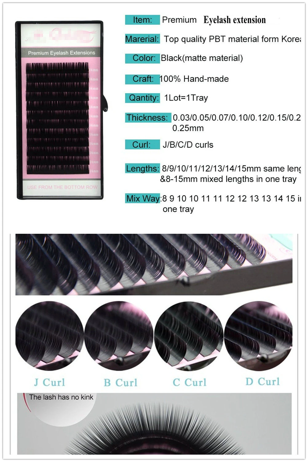 China Suppliers Individual Eyelashes Lash Extension Eyelash Extension Silk Lashes