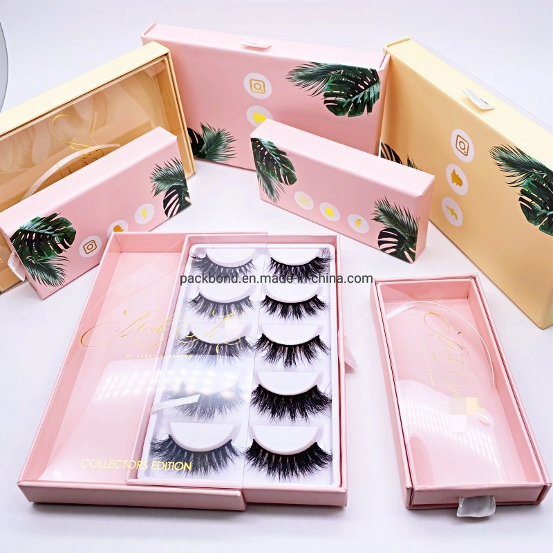 Wholesale Eyelash Custom Luxury Packaging Pink Glitter Paper Eyelash Packaging Box