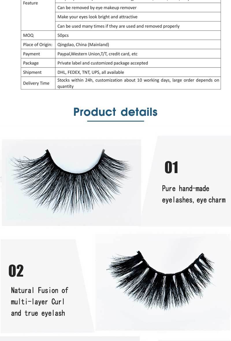 Eyelashes Manufacturer 3D Mink Eyelashes with Custom Box and Logo