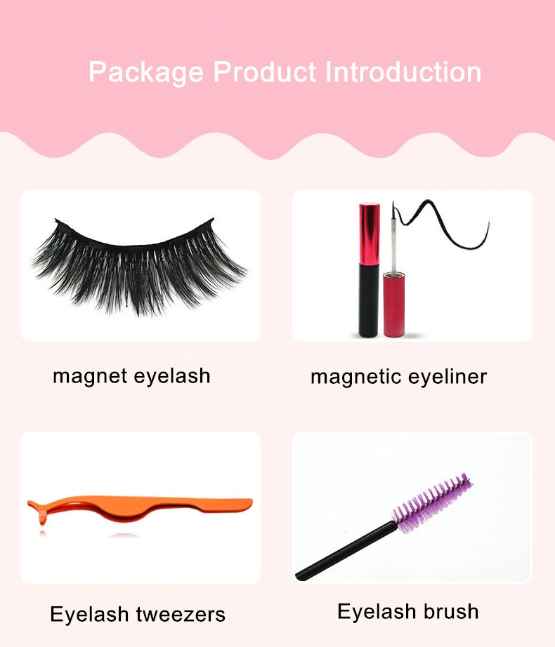 Wholesale Customized Magnetic Eyeliner Eyelash Silk Eyelash Extension Magnetic Glue Eyelash Faux Mink Fur Eyelash