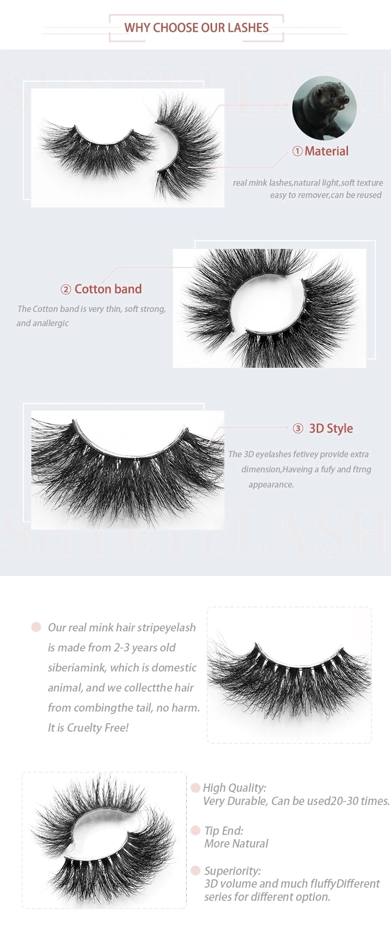 Top Quality Individual 3D 100% Mink False Eyelashes Vendor