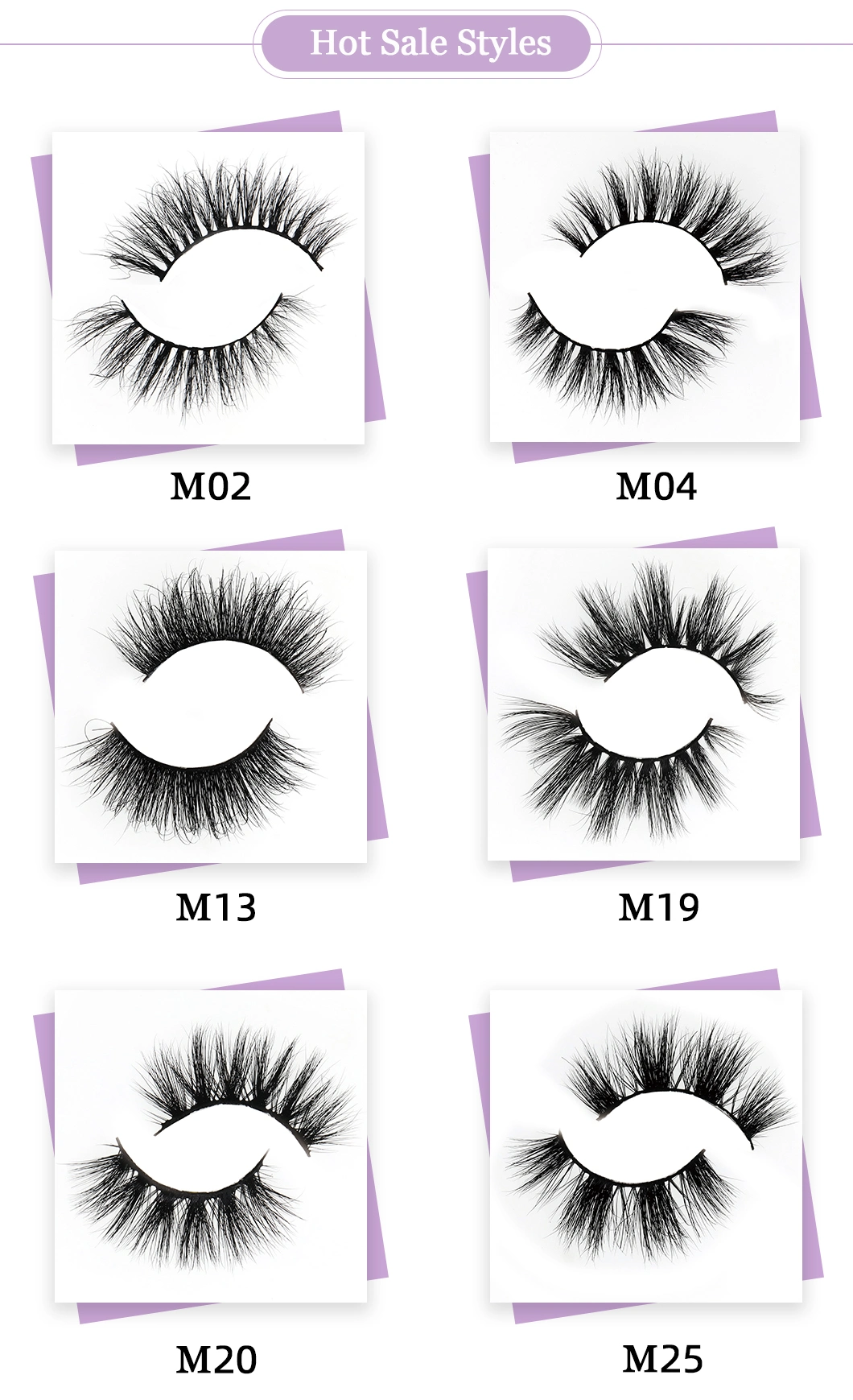 Hot Selling Natural Mink Lashes Private Label Mink Eyelashes False Eyelashes with Custom Eyelash Packaging