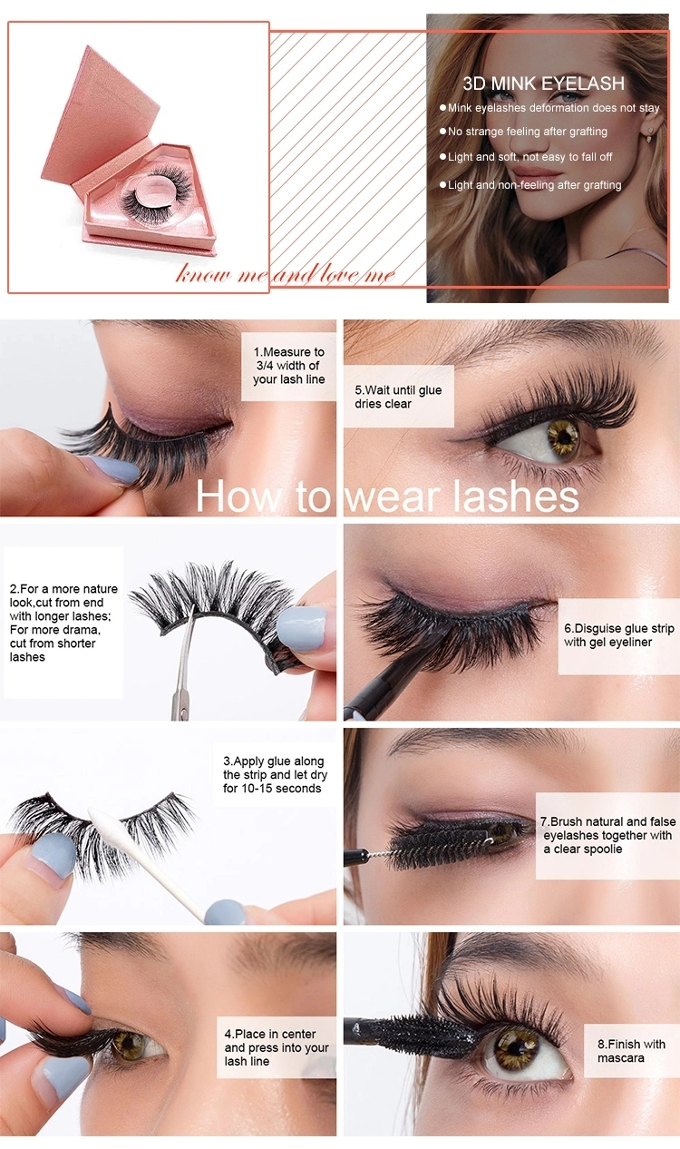 Wholesale Custom Packaging Eyelashes Own Brand Private Label 100% Real Mink Lashes 3D Mink Eyelashes