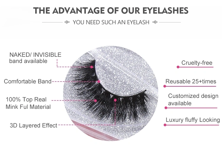100% Mink Eyelash 3D Faux Mink Lashes Human Hair Individual Private Label Makeup Fake 25mm Eyelashes