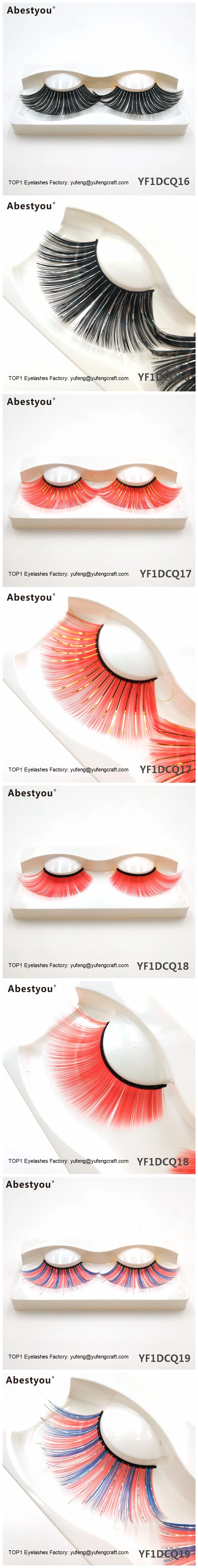 Abestyou 1pair 30mm Length Colorful Eyelashes