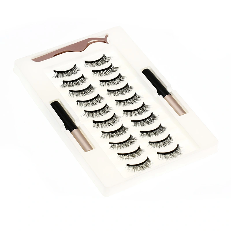 Wholesale Magnetic Eyeliner Eyelashes Extension Silk Strip Lashes Fluffy Mink Eyelashes OEM Private Label False Eyelashes