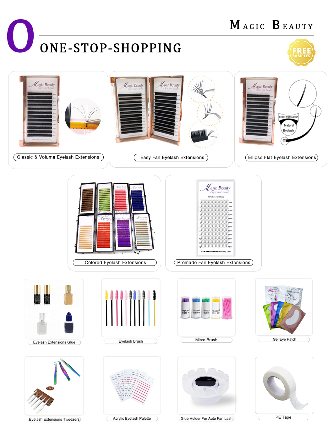 Charming 3D Eyelash Silk Eyelashes Extension Colored Eyelash Extensions with Eyelash Growth