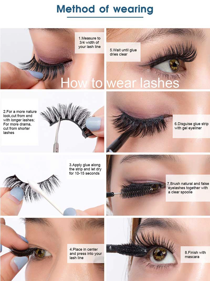 3D Mink Lashes Effect False Eyelashes 3D Mink Lashes Customized Packaging Wholesale Eyelashes