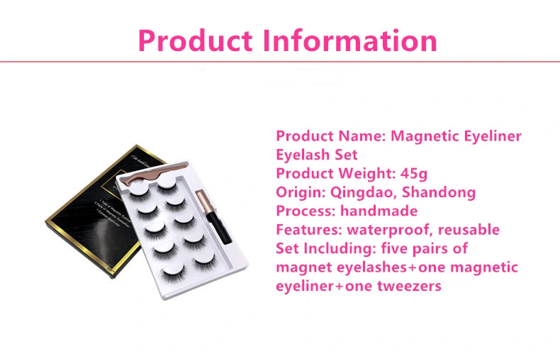 3D 6D Magnetic Eyelashes with Eyeliner Private Label Faux Mink Lashes Wholesale 5 Pairs Magnetic Eyelashes