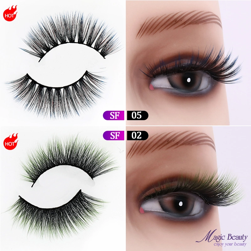 Silk Eyelashes Faux Mink Lashes 3D Sf02 Sf05 Colored Fake Eyelashes Vendor for Beauty Girl