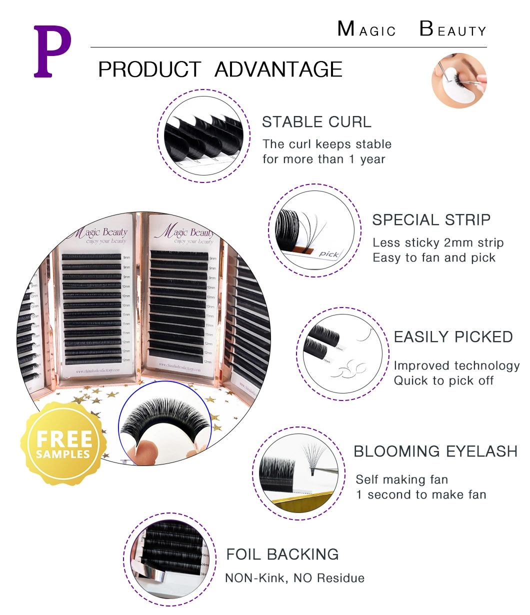 Je Wholesale Bulk Lash Eyelash Extension Supplies Fast Blooming Private Label Individual Fans Eyelash Extension