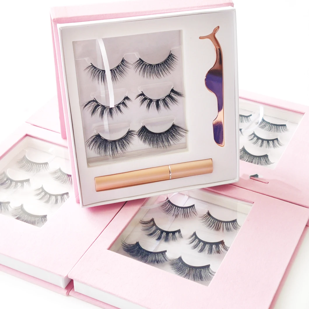 Magnetic Eyelashes 5 Magnets Lashes 3D Magnetic Eyelash and Magnetic Eyeliner for Set of 3 Pairs