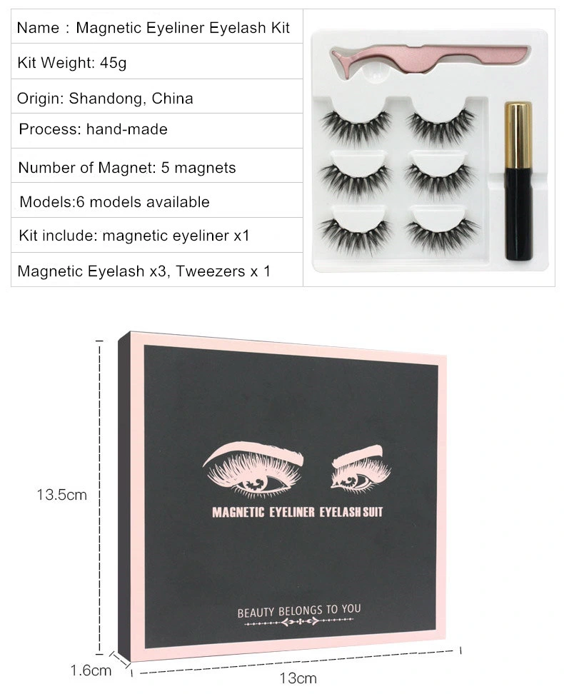 Magnetic Eyelashes Private Label 3D Faux Mink Magnetic Eyelashes Extensions Magnetic Eyeliner Eyelashes Suit