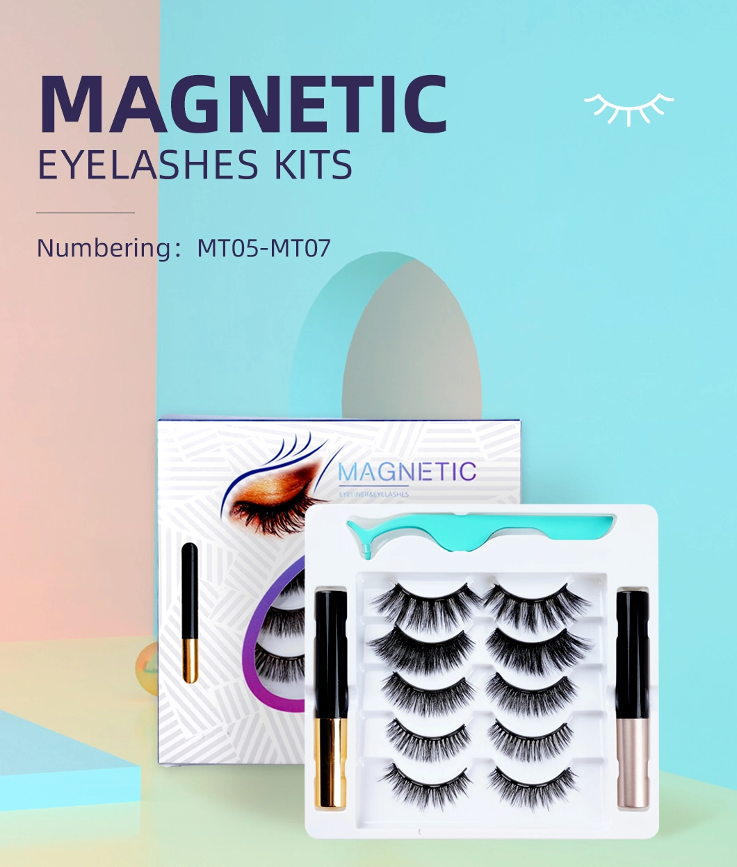 Makeup Magnetic Eyeliner Set Natural False Eyelashes Handmade 5 or 7pairs False Lashes