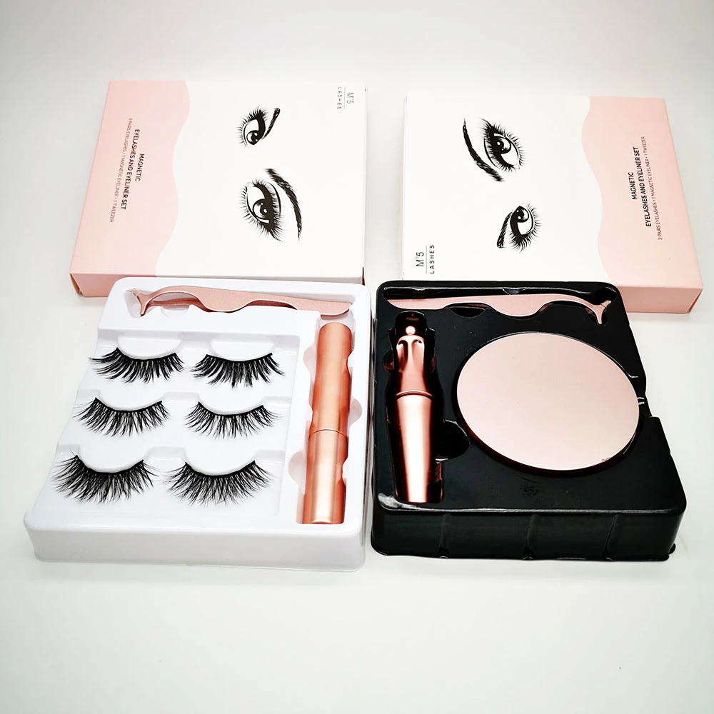 Reusable Magnetic Eyelashes, Eyelash Kit, Ultra Thin Best Magnetic Eyelashes with Tweezers & Magnetic Eyeliner