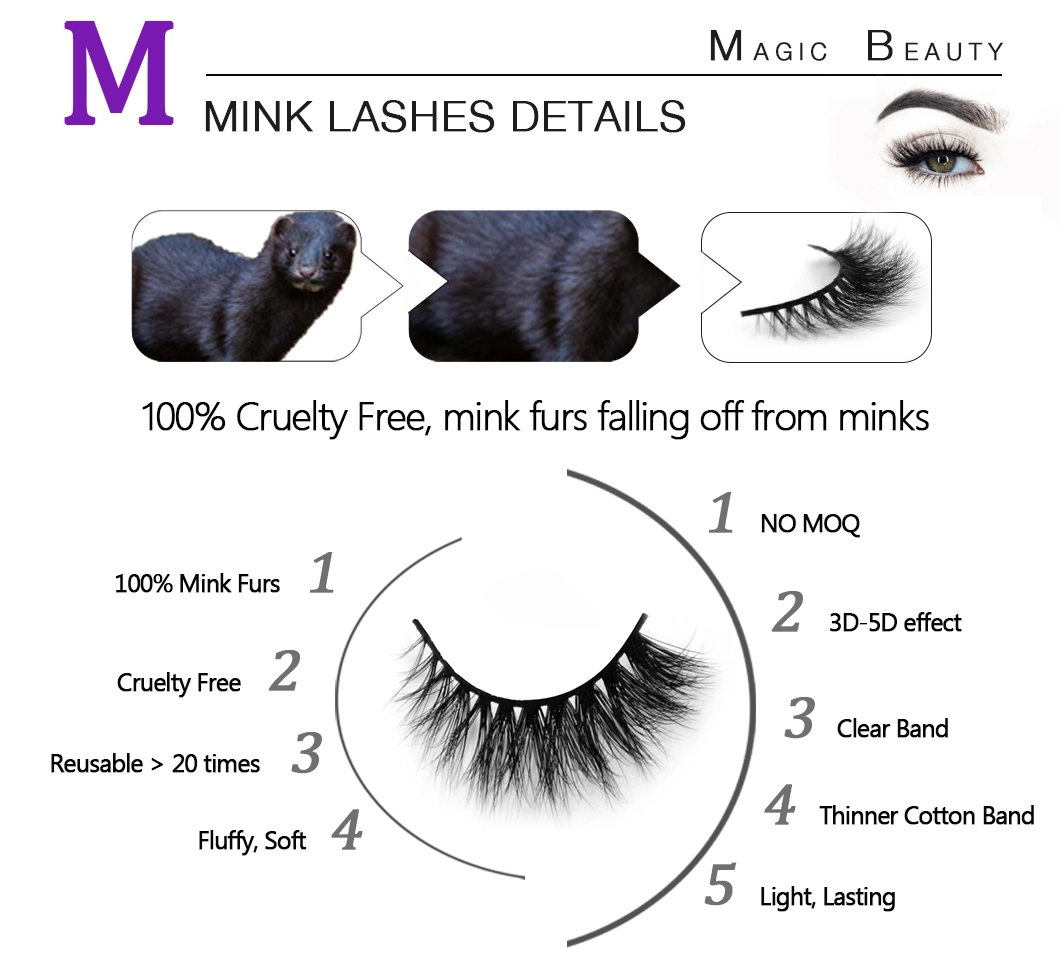 100% Real Mink 3D Eyelashes in Pairs with High Quality with Packingbox and Private Label