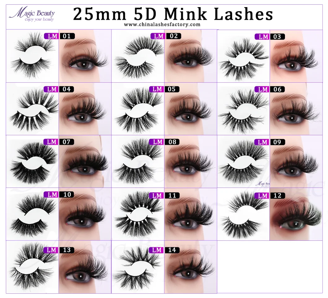 2020 Super Charming 100% Hand Made 5D 25mm Mink Lashes Strip Eyelash with Makeup Salon