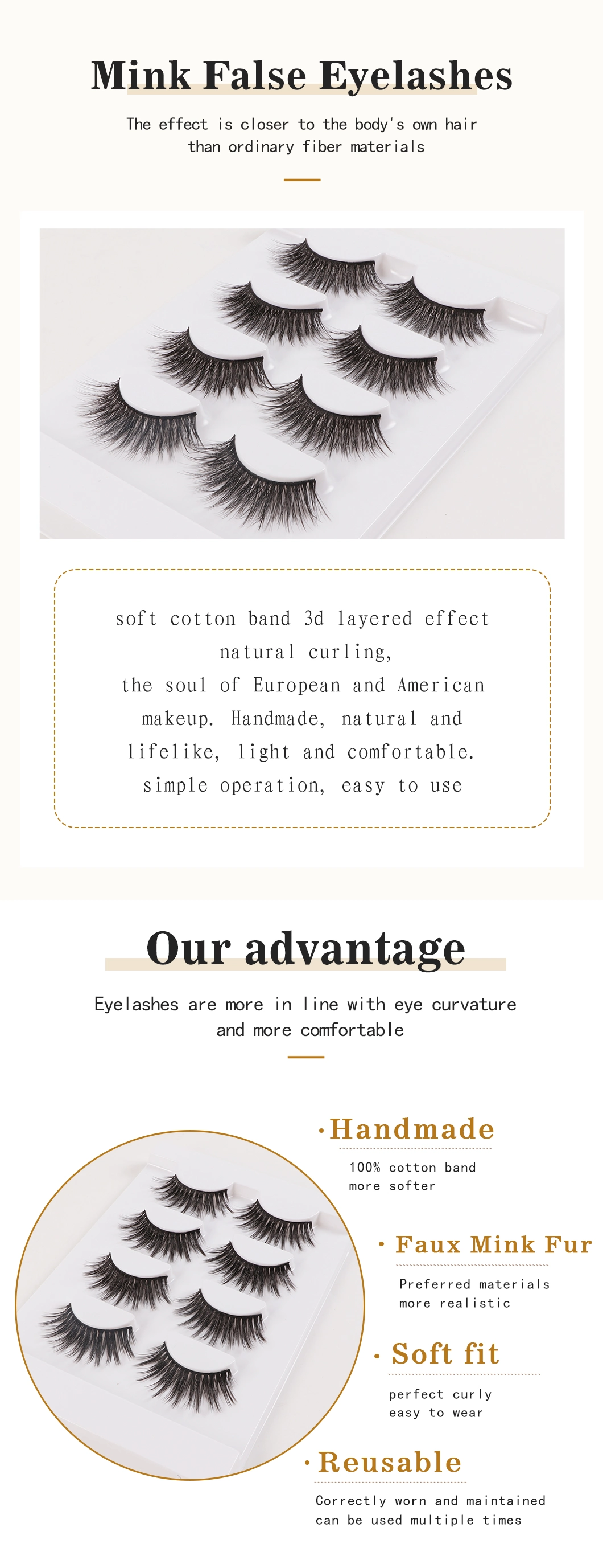 Wholesale Private Label Eyelash Vendor Natural Looking 3D Faux Mink Eyelashes 3D Silk Fluufy Lashes