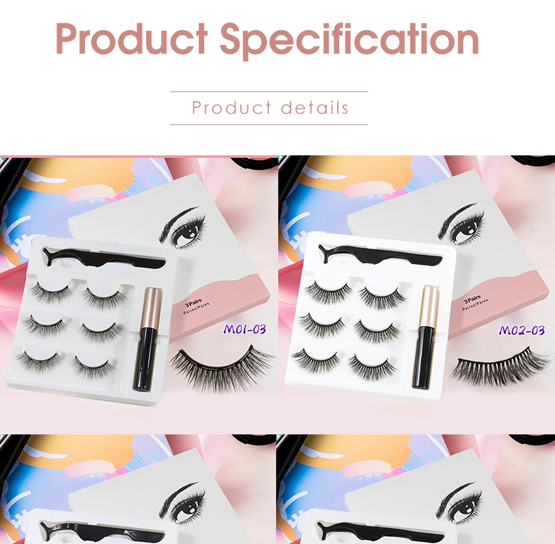 3D Eyelashes Magnet Eyelashes Cheap Price Magnetic Eyelashes 5 Magnets with Eyeliner